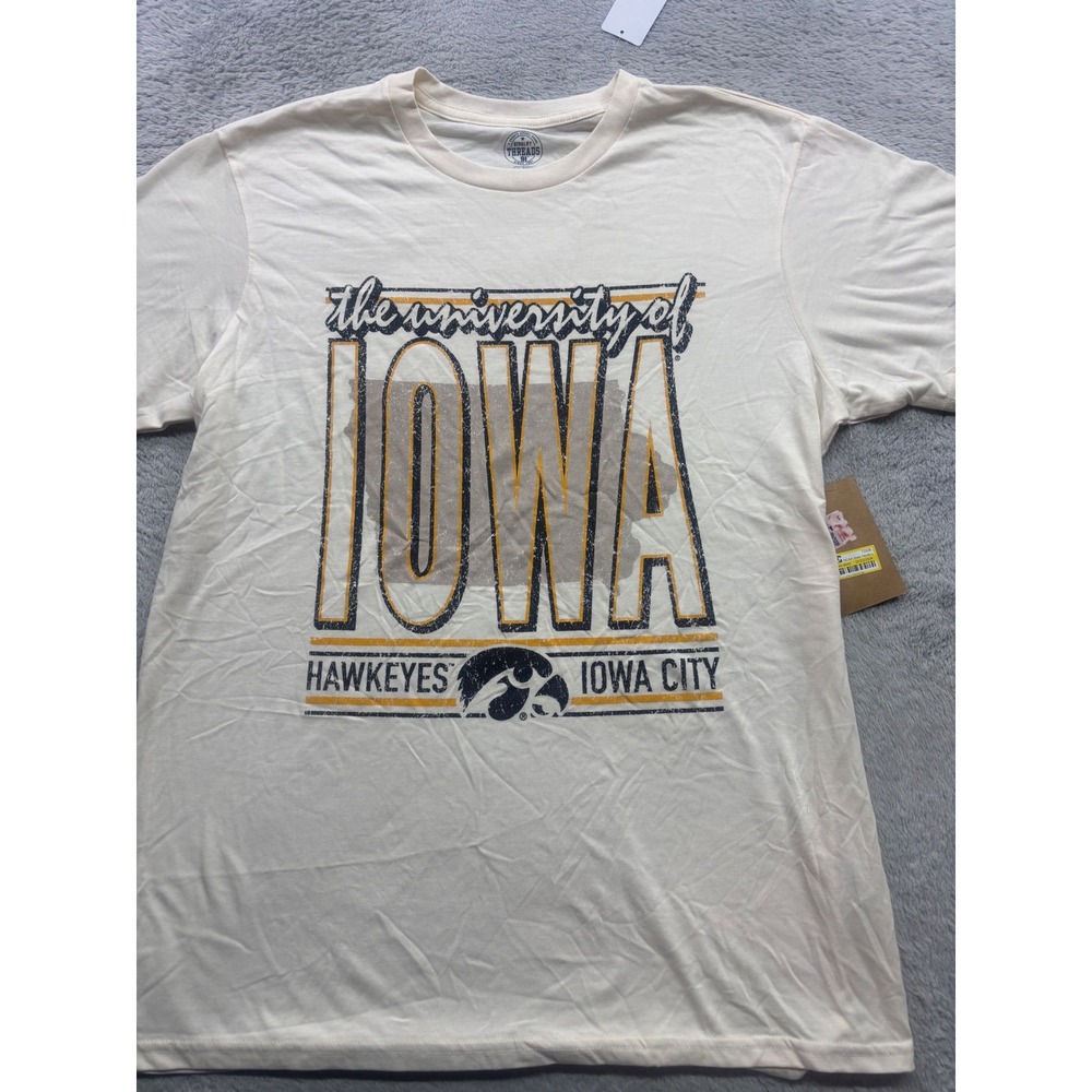 University of Iowa Hawkeyes Graphic T-Shirt Mens Large Cream NEW